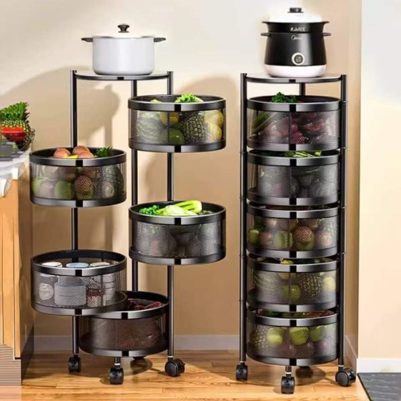 Rotating fruit and vegetable storage shelf/organizer