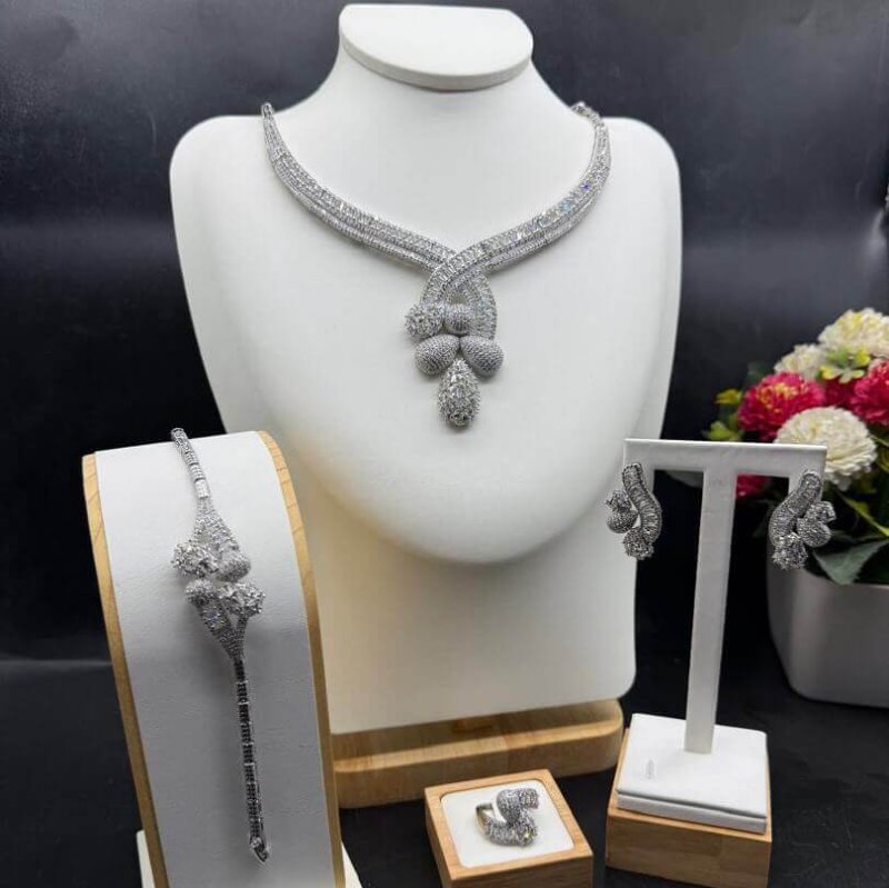 Swarovski luxury complete jewelry set C (Silver and gold) - Image 2